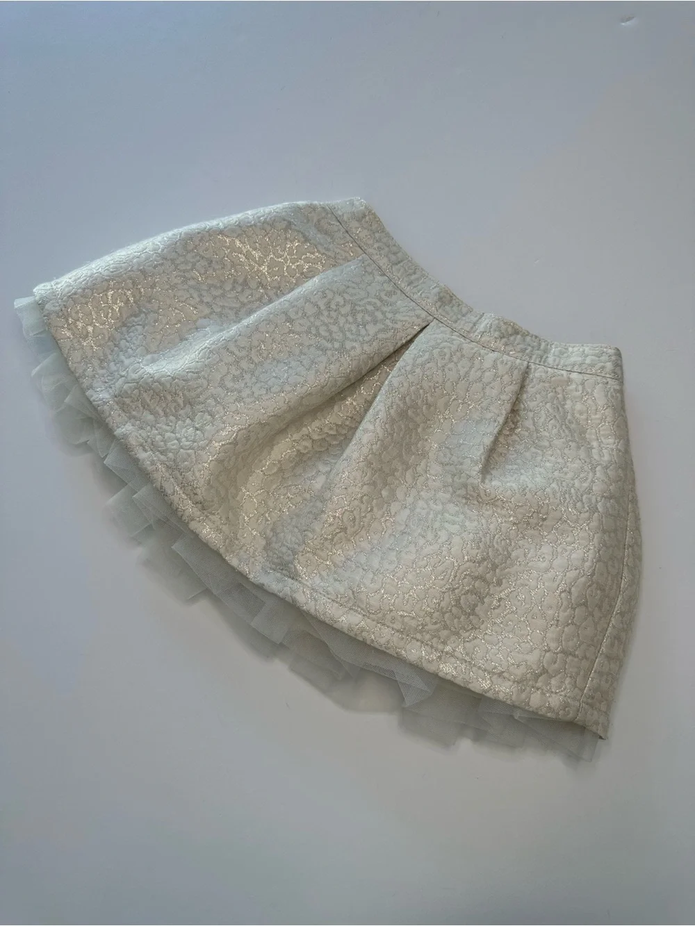 Gymboree Skirt Jacquard Pleated Tulle Shimmer Champagne Cream NWOT Girls Size 4T